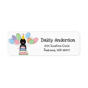 Black Sheepadoodle Birthday Party Return Address
