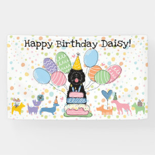 Black Sheepadoodle Dog Birthday Party Banner