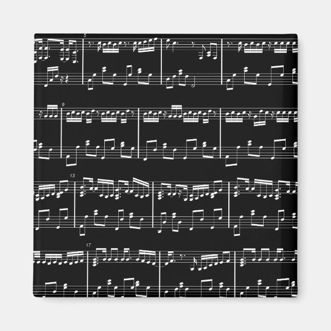 Black Sheet Music Magnet (Front)