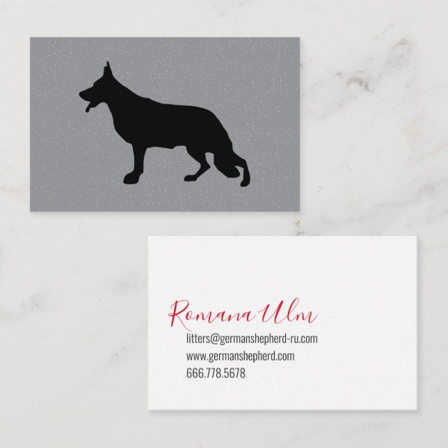 Black Shepherd Dog Illustration Business Card (Front/Back)