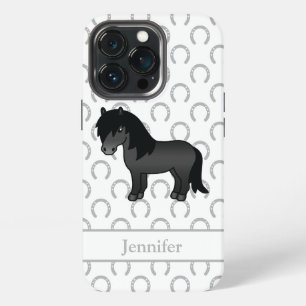 Black Shetland Pony Cute Cartoon Illustration iPhone 13 Pro Case