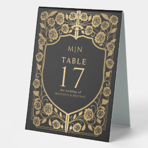 Black Shield Mediaeval Fantasy Monogram Wedding 