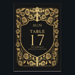 Black Shield Mediaeval Fantasy Monogram Wedding  Table Number<br><div class="desc">Celebrate with this Royal Sword & Shield Mediaeval Fantasy Monogram design. This design is perfect for couples seeking a regal yet modern mediaeval fantasy aesthetic. PLEASE NOTE: The gold featured in this design NOT real foil. Items are printed exactly as they appear on your screen when you add to the...</div>
