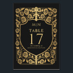 Black Shield Mediaeval Fantasy Monogram Wedding  Table Number<br><div class="desc">Celebrate with this Royal Sword & Shield Mediaeval Fantasy Monogram design. This design is perfect for couples seeking a regal yet modern mediaeval fantasy aesthetic. PLEASE NOTE: The gold featured in this design NOT real foil. Items are printed exactly as they appear on your screen when you add to the...</div>