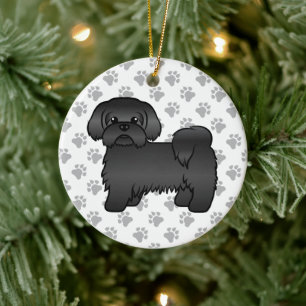 Black Shih Tzu Cute Cartoon Dog Illustration Ceramic Tree Decoration