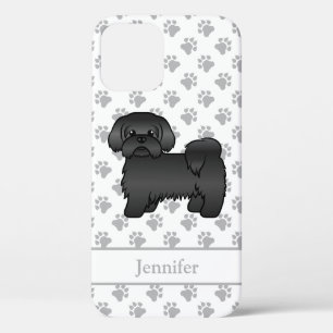 Black Shih Tzu Cute Cartoon Dog & Name iPhone 12 Pro Case