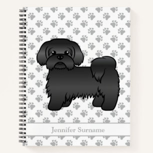 Black Shih Tzu Cute Cartoon Dog & Name Notebook