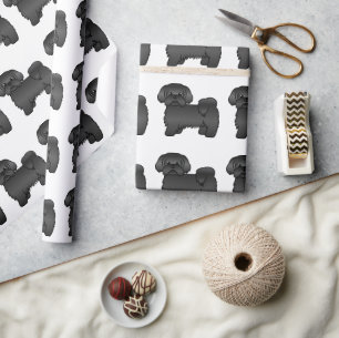 Black Shih Tzu Cute Cartoon Dog Pattern Wrapping Paper