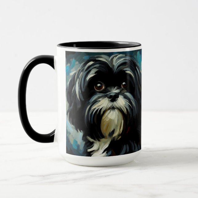 Black Shih Tzu Dog Coffee Mug Cup (Left)