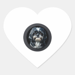 black shih tzu heart sticker