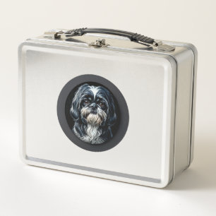 black shih tzu metal lunch box
