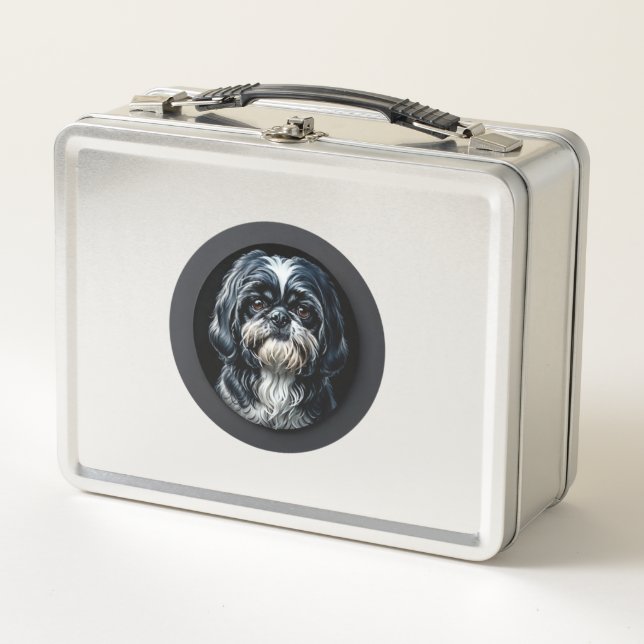 black shih tzu metal lunch box (Front)