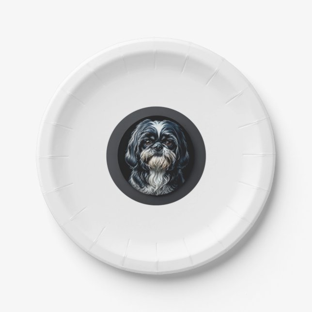 black shih tzu paper plate (Front)