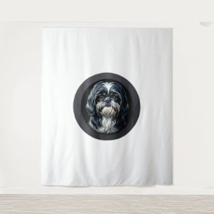 black shih tzu tapestry