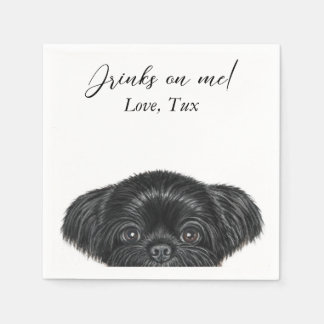 Black Shih Tzu Wedding Cocktail Napkin