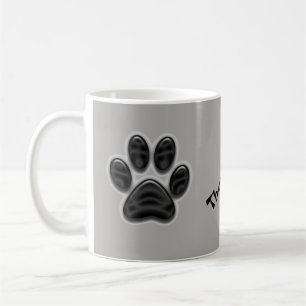 Black Shimmer Paw Print Thank You Animal Caregiver Coffee Mug