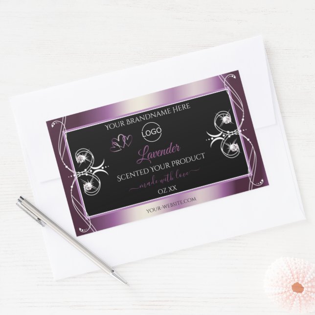 Black Shimmery Purple Decor Logo Product Labels (Envelope)