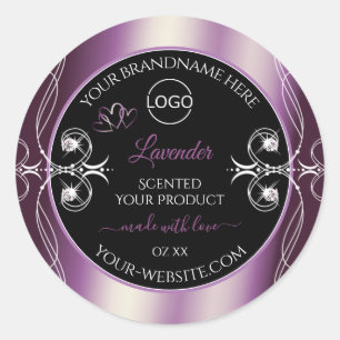Black Shimmery Purple Decor Logo Product Labels