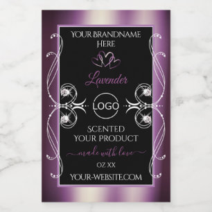 Black Shimmery Purple Decor Logo Product Labels