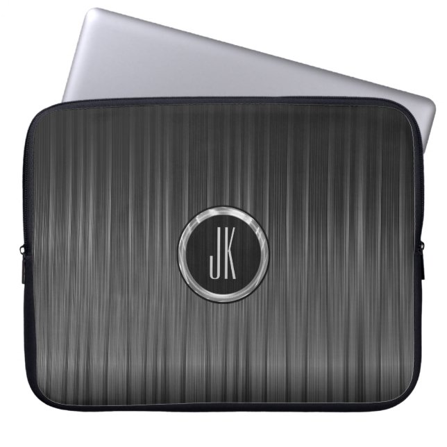 Black Shiny Carbon Fiber Texture Laptop Sleeve (Front)