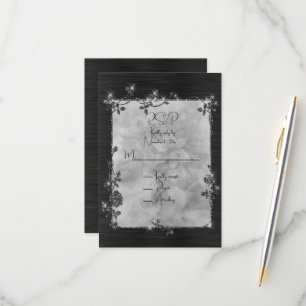 Black Shiny Elegant Sparkly Frame  RSVP Card