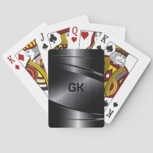 Black Shiny Metallic Brushed Aluminium Look  Playing Cards