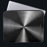 Black Shiny Metallic  Stainless Steel Look Laptop Sleeve<br><div class="desc">Black shiny simple elegant metallic stainless steel look,  laptop sleeve. Custom and optional monogram.</div>