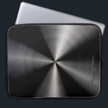 Black Shiny Metallic  Stainless Steel Look Laptop Sleeve<br><div class="desc">Black shiny simple elegant metallic stainless steel look,  laptop sleeve. Custom and optional monogram.</div>