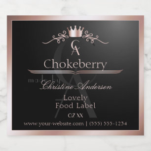 Black Shiny Product Label Rose Gold Frame Monogram