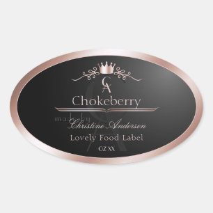 Black Shiny Product Label Rose Gold Frame Monogram