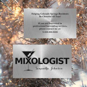 Black & Shiny Silver Bartender Business Card