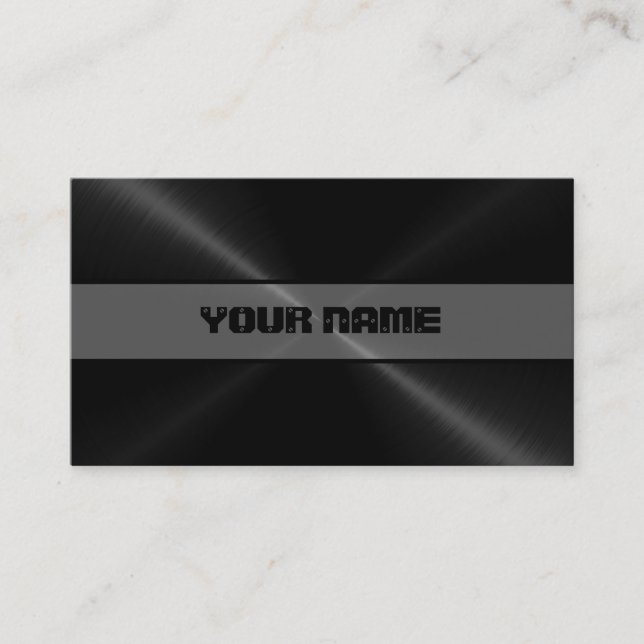 Black Shiny Stainless Steel Metal 4 Business Card (Front)