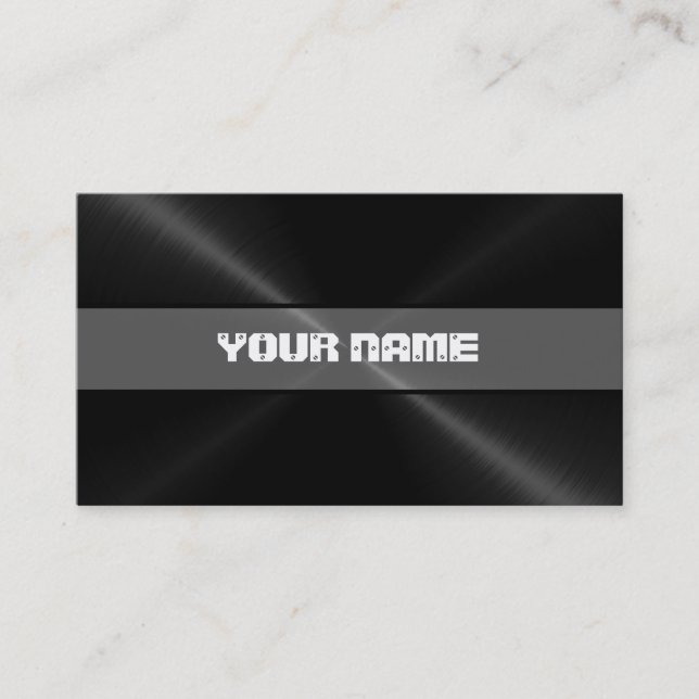 Black Shiny Stainless Steel Metal 5 Business Card (Front)