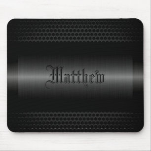 Black Shiny Stainless Steel Metal Look Mouse Mat