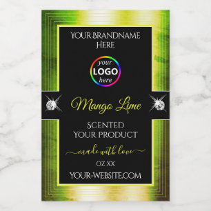Black Shiny Yellow Green with Logo Product Label