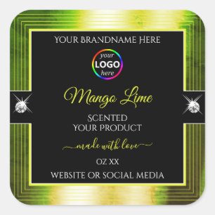 Black Shiny Yellow Green with Logo Product Label