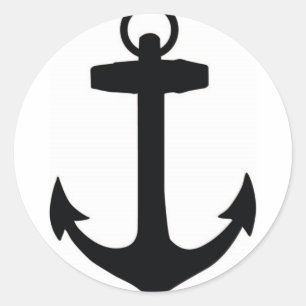 Black Ship Anchor Classic Round Sticker