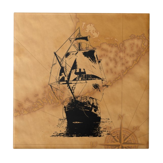 Black Ship Silhouette Tile (Front)