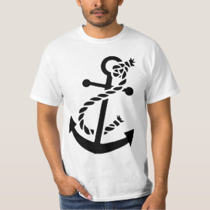 Black Ship's Anchor Nautical Marine Themed T-Shirt