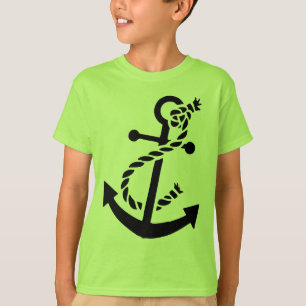 Black Ship's Anchor Nautical Marine Themed T-Shirt