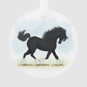 Black Shire Horse With Blaze and Stockings Ornament