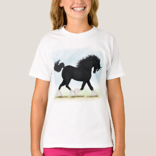Black Shire Horse With Blaze and Stockings T-Shirt