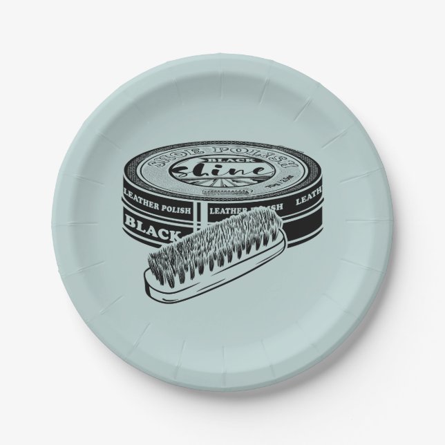 Black shoe polish tin paper plate (Front)