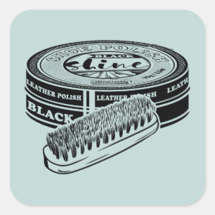 Black shoe polish tin square sticker