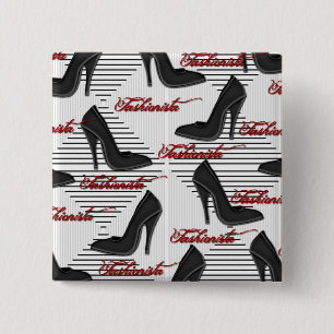 Black Shoes-Fashionista-Button 15 Cm Square Badge