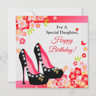 Black Shoes With Diamond & Gold Daughter Birthday Card