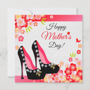 Black Shoes With Diamond & Gold Mother's Day Card