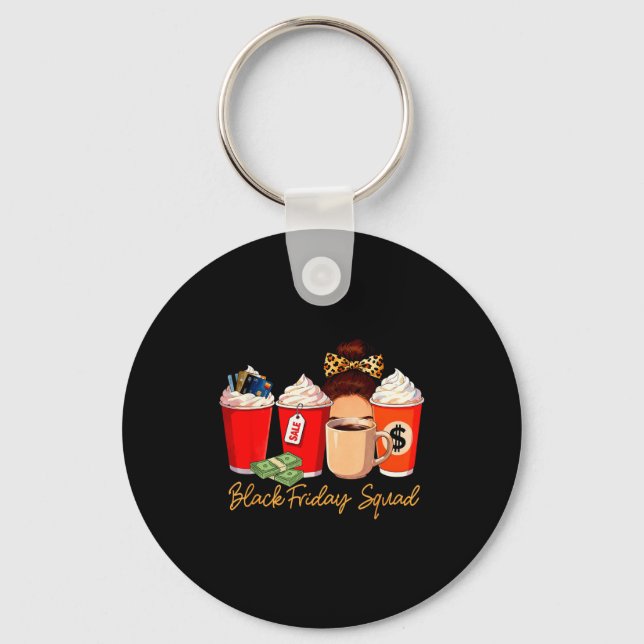 Black Shopng Friday Squad Coffee C Coffee Lover  Key Ring (Front)