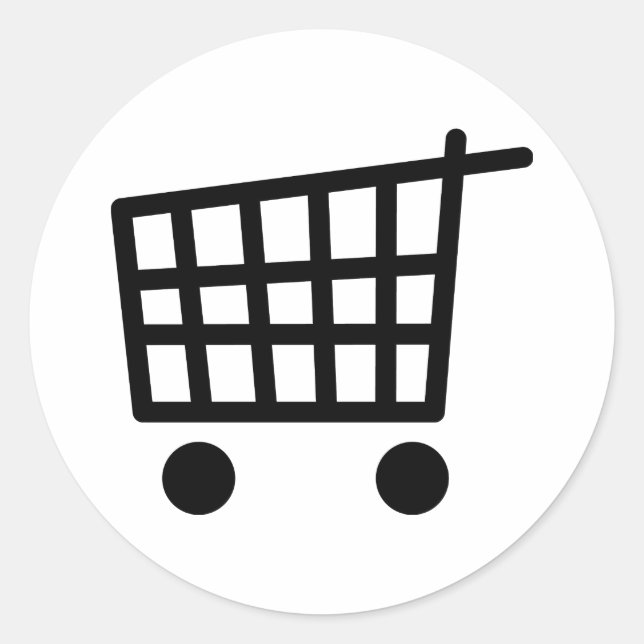 black shopping trolley classic round sticker (Front)