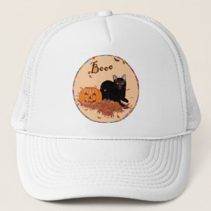 Black Shorthair Cat Halloween Trucker Hat
